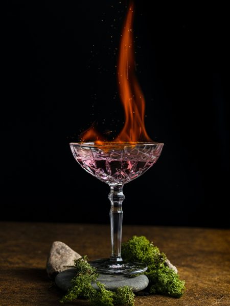 Burning pink gin cocktail